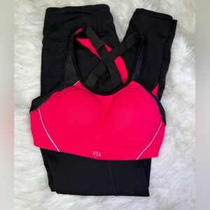 VSX Pink and Black Sports Bra and Leggings Set